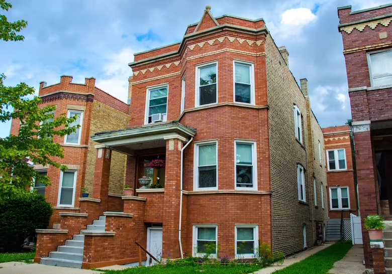 Three flat apartment building